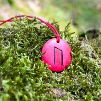 Hand carved and colored Uruz rune wooden medallion