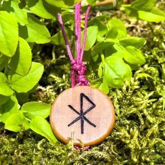 Hand burned love bind rune wooden medallion