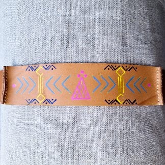 Jāņu vainags no dabīgās ādas ar senām Latvju zīmēm (daudzkrāsains)